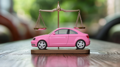 Pink Car on Balance Scales