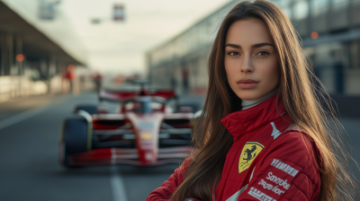 Formula 1 Driver with Ferrari Car