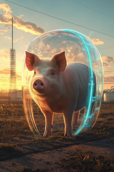 Protective Pig on Modern Farm