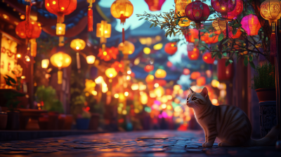 Cat at Lantern Festival