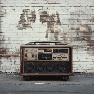 Boombox Against Brick Wall