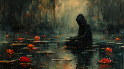 Mysterious Silhouette on Water Lilly