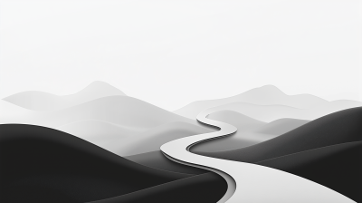 Winding Road in Grayscale