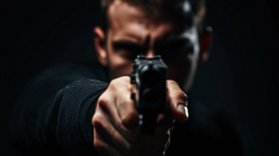 Man Aiming Pistol