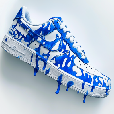 Drippy Blue and White Sneaker