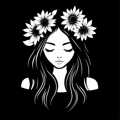 Abstract Girl with Sunflowers