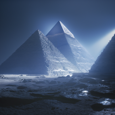 Illuminated Pyramids at Night