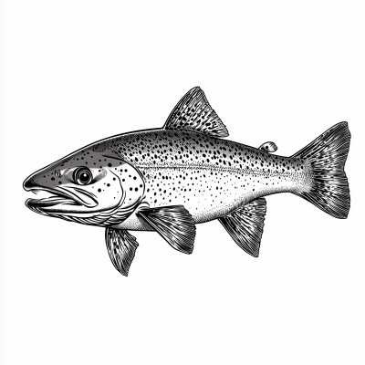 Engraved Trout Illustration