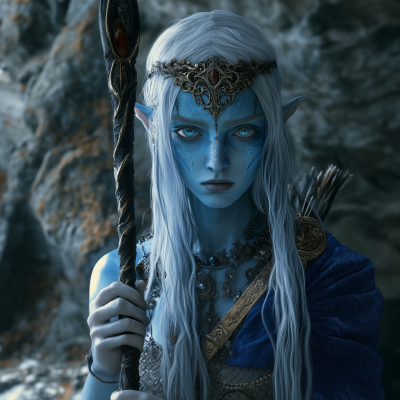 Blue Skinned Elf with Staff