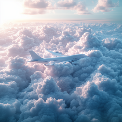 Plane in Fluffy Clouds