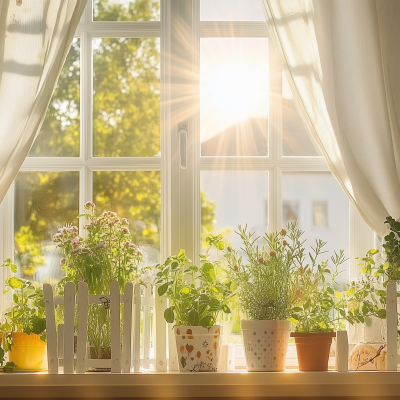 Sunny Window with Herbs