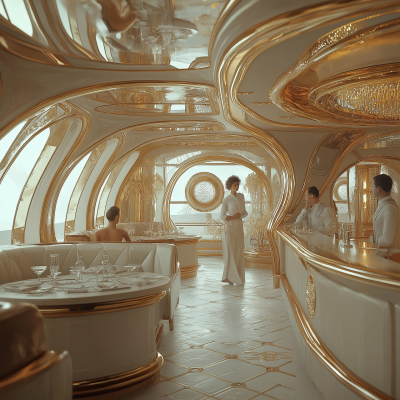 Retro Futuristic Restaurant Interior