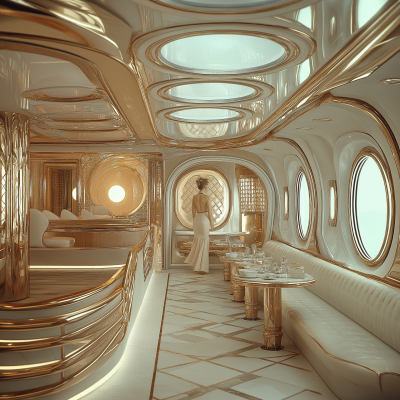 Futuristic Restaurant Ship Interior