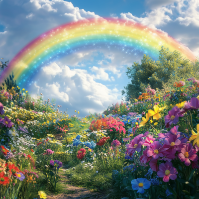 Garden with Big Rainbow