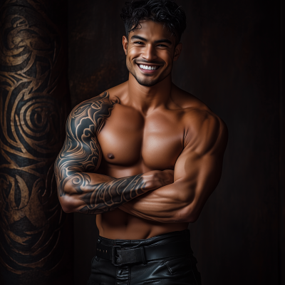 Muscular Man with Tattoos