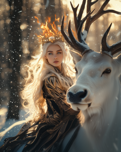 Elven Warrior in Snowy Woods