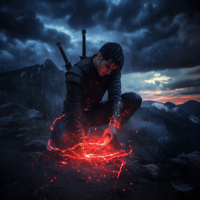 Magical Warrior on a Cliff