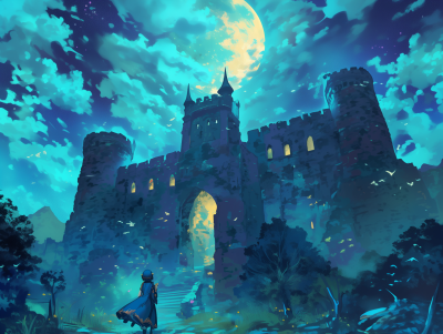 Mystical Castle Under the Moonlight