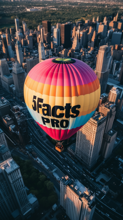 Bright Balloon Over City