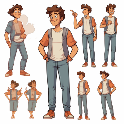 Character Sheet of Young Happy People