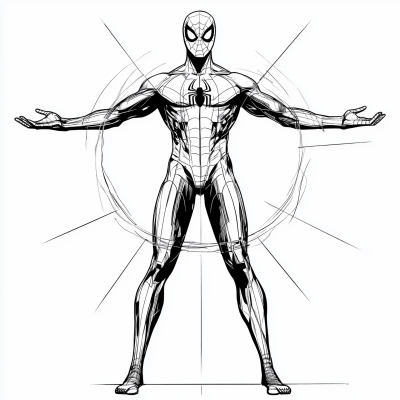 Spiderman in Vitruvian Pose