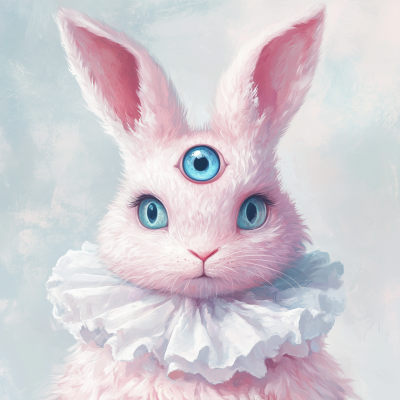 Whimsical Pink Rabbit