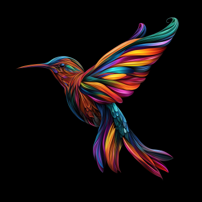 Colorful Hummingbird on Black