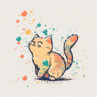 Colorful Lineart Cat