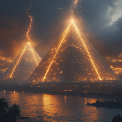 Golden Lightning Pyramids