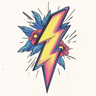 Colorful Lightning Bolt Tattoo