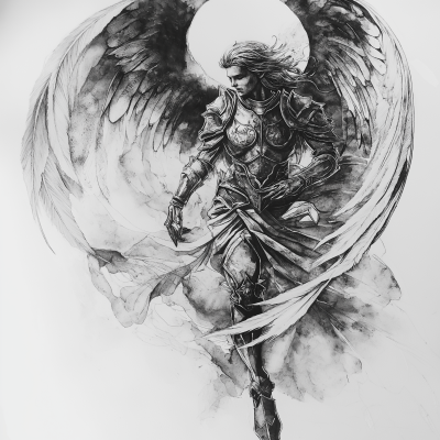 Archangel Zadkeil Tattoo Design