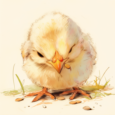 Chick Eating Seeds