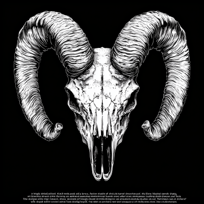 Intricate Ram Skull Illustration