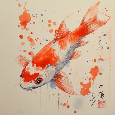 Koji Fish Watercolor Painting