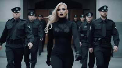 Glamorous Pop Star with Security