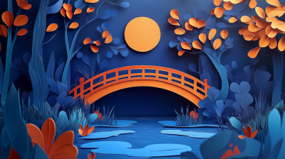 Paper Cut Bridge with Petals