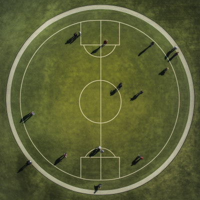 Aerial View of Circular Football Field