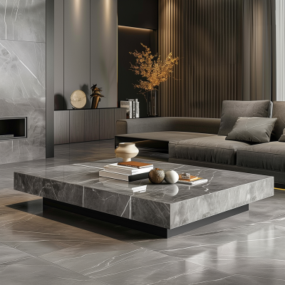 Modern Gray Marble Coffee Table