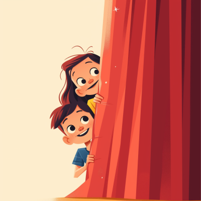 Curious Kids Behind the Curtain