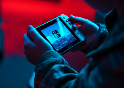 Young Boy Holding Nintendo Switch
