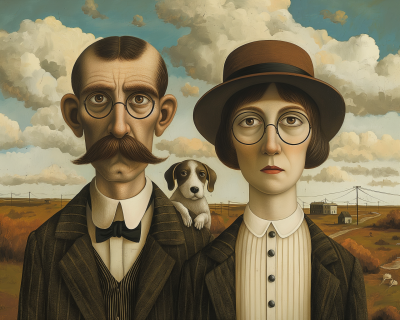 Rene and Georgette Magritte With Their Dog After the War