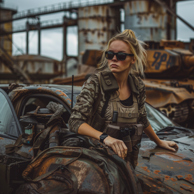 Female Tank Operator in Urban Grunge