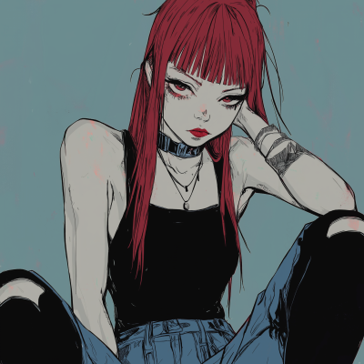 Long Messy Red Hair Character