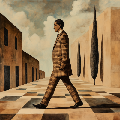 Person Walking in Suit