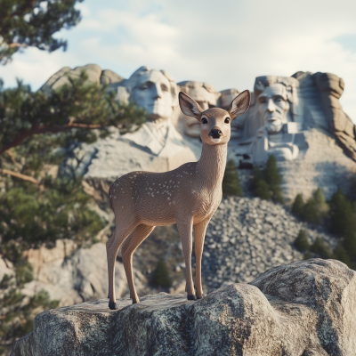 Doe Deer at Mount Rushmore