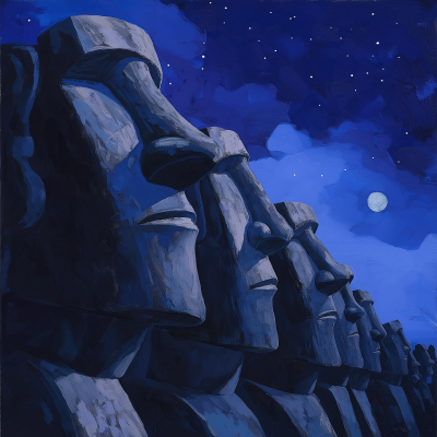 Easter Island Heads at Night