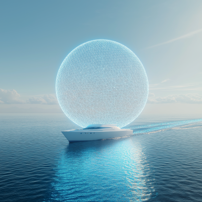 Glowing Sphere Globe with Yacht