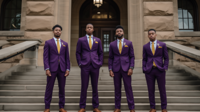 College Students in Purple Suits