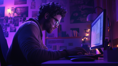 Man Working on Desktop