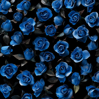 Blue Roses on Black